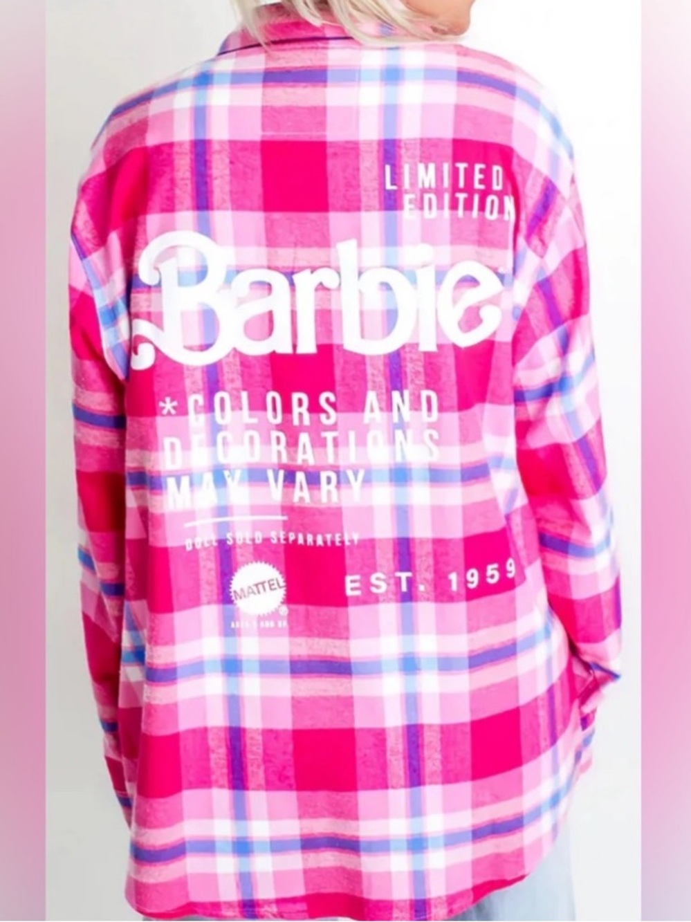 Cakeworthy x Barbie Pink Girly Lightweight Flannel women’s size S